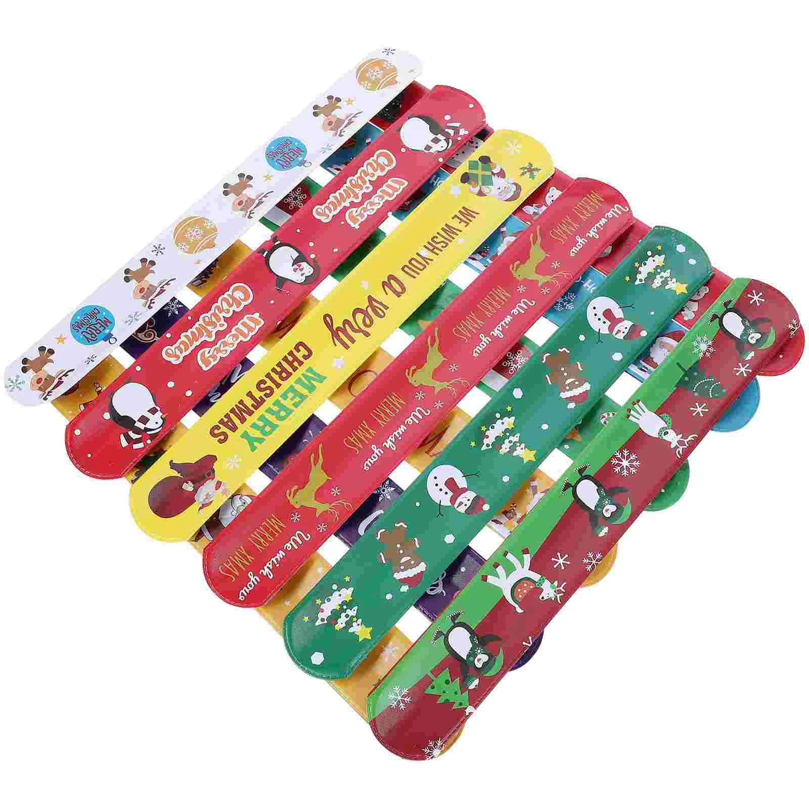 

12pcs Cartoon Slap Bracelets Festival Slap Bands Christmas Style Slap Bracelets