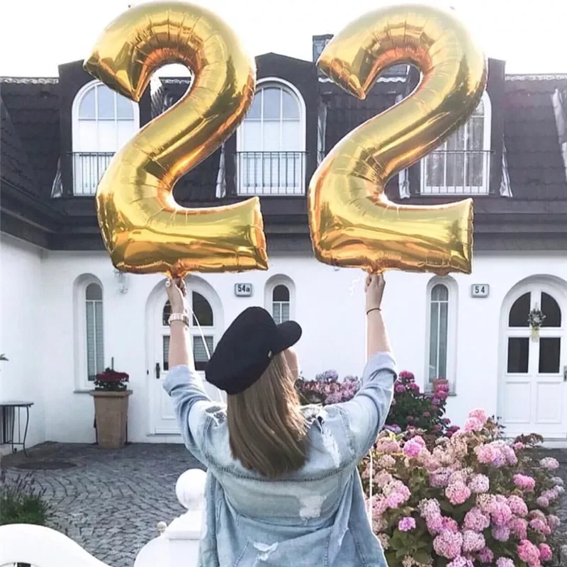 

16 32 40 Inch Pink and Blue Rose Gold Numbers Digital Balloons Foil Helium Balloon Birthday Wedding Party Decor Globos