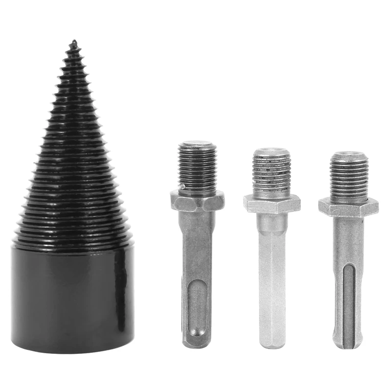 

3Pcs Firewood Log Splitter Drill Bits, Removable Wood Splitter Drill Bits, Hex Square Round Hanle Drill (42Mm)
