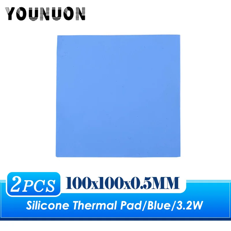 

2PCS Blue Conductive Silicone Thermal Pad 100*100*0.5mm Heatsink Cooling Thermopad Thermal Pads for CPU GPU
