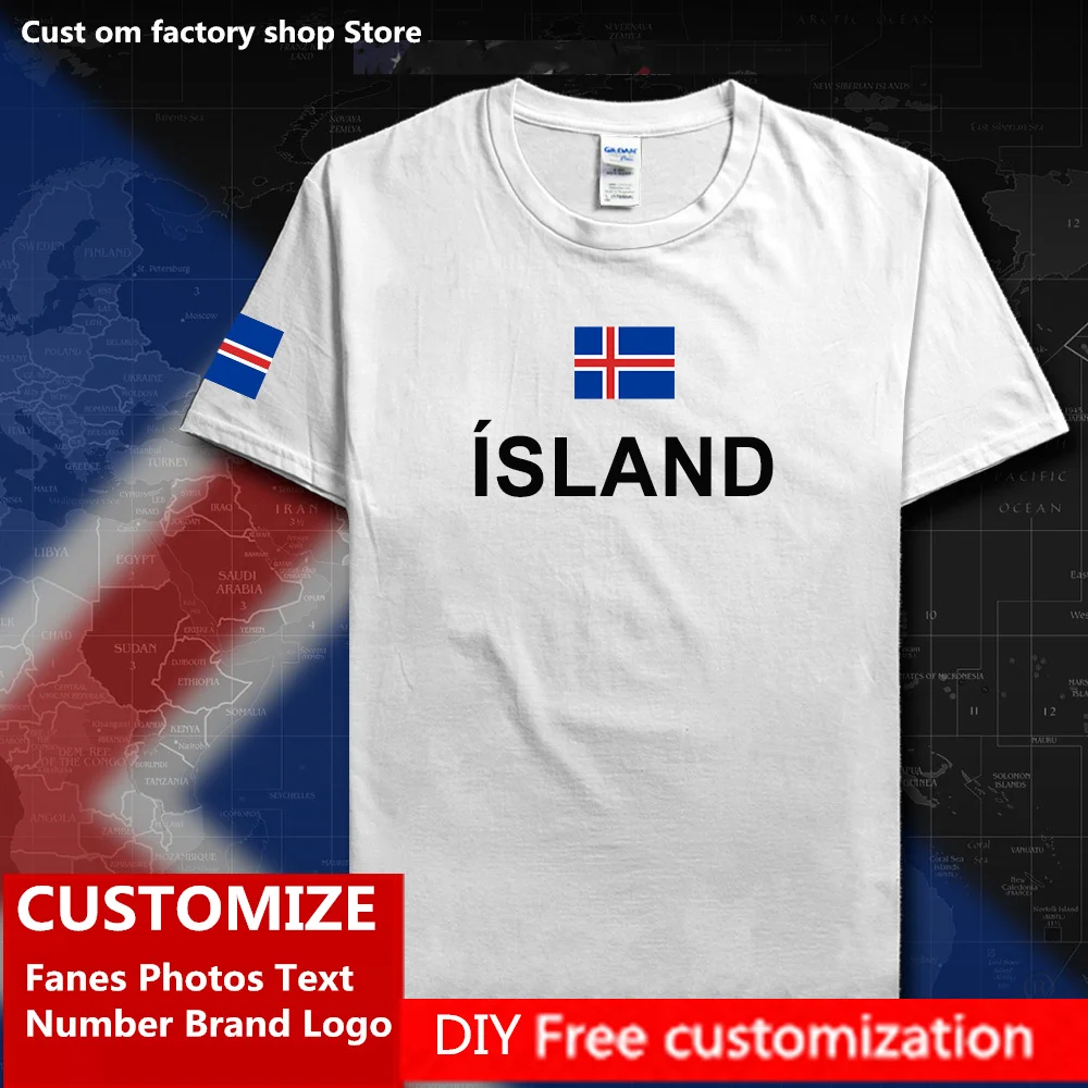 

Iceland Men Women High Street Fashion Hip Hop Loose Casual T-shirt 100% cotton t-shirt ISL Icelander Icelandic