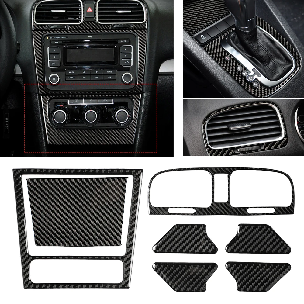 

For VW Golf 6 2008-2012 gti R MK6 Car Frame Stickers Interior Styling Gear Shift CD Media Panel Air Vent Cover Trim Sticker