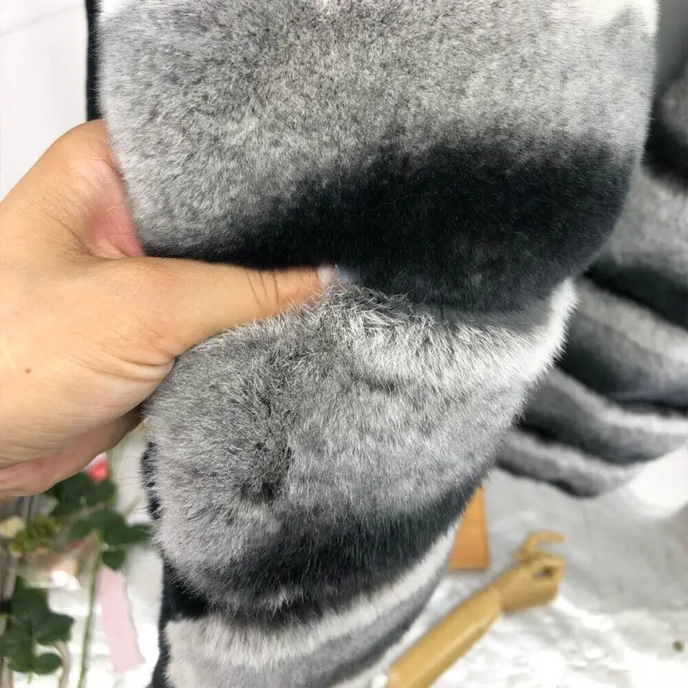 Роскошная женская куртка из шиншиллы зимняя натурального меха кролика рекс