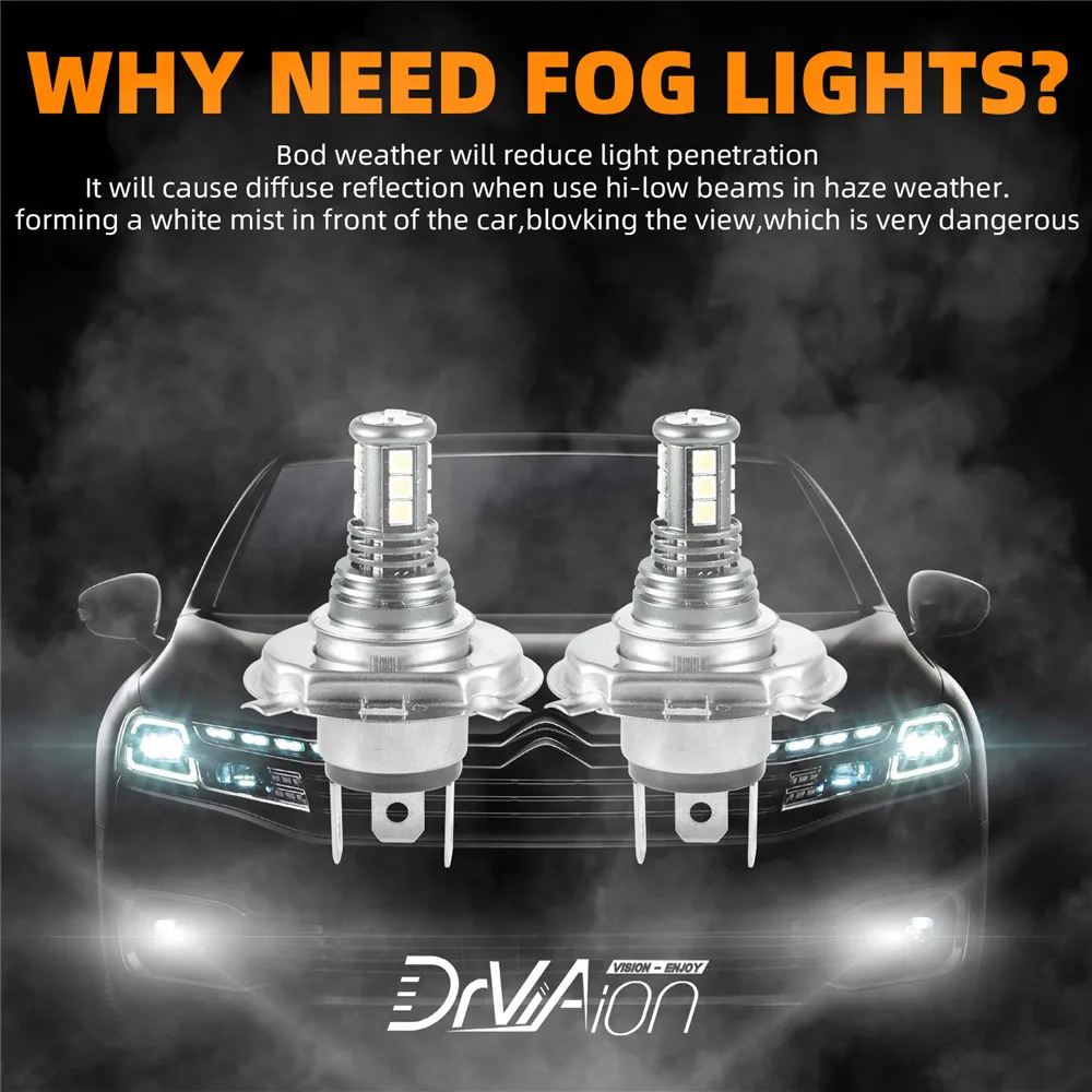 

H4 H7 H11 9006 100w 6500k 3030 Anti-glare Car Fog 320 Degree Lighting Led Fog Light Plug & Play Driving Lamp Car Accessories