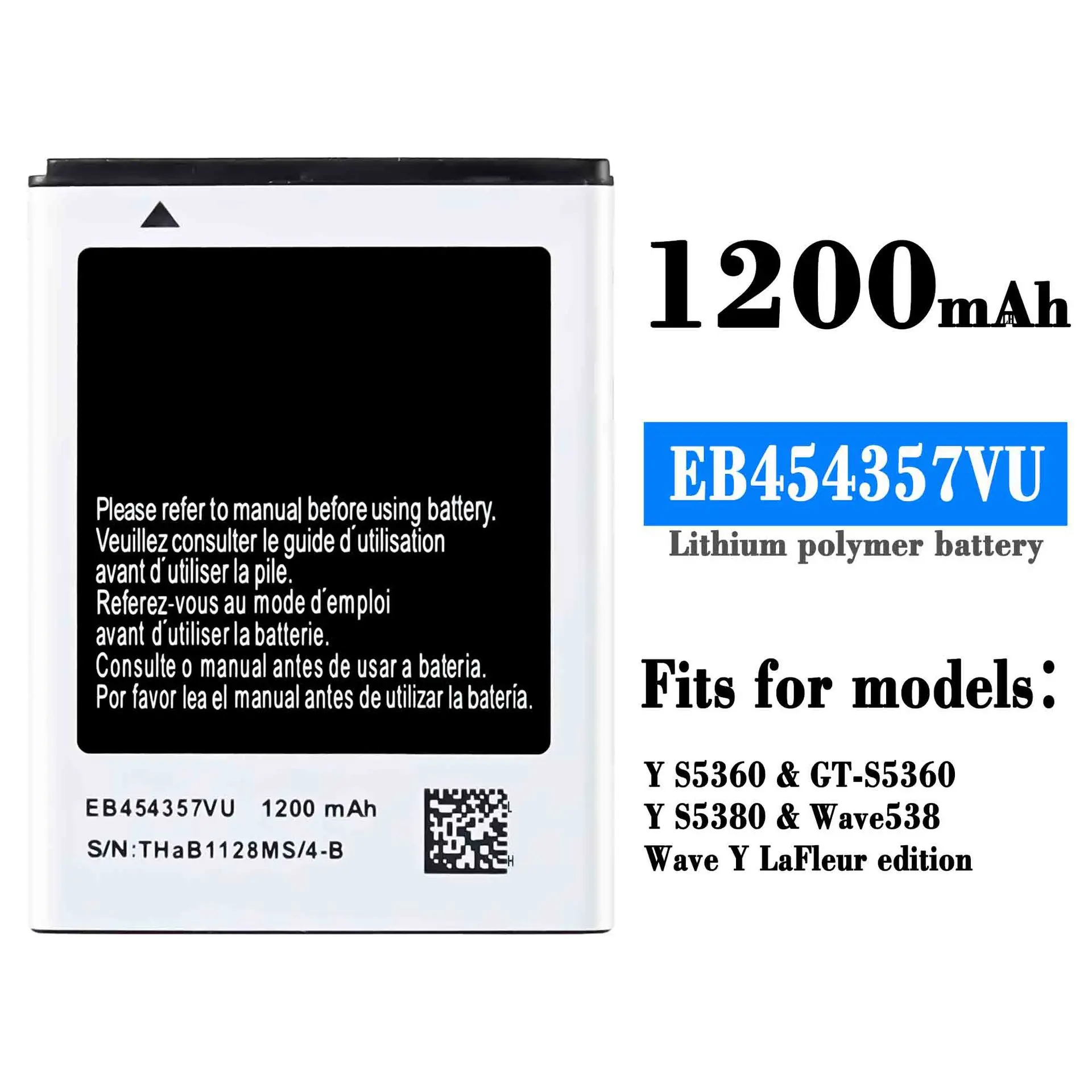 

100% Orginal High Quality Replacement Battery For Samsung Y S5360 S5830 Wave538 EB454357VU Mobile Phone New Built-in Batteries
