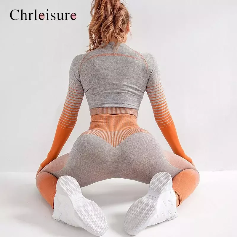 

Seamlesstwo Piece Set Women Long SleeveTops Push Up Fitness Clothes Women Outfit Top And Leggings Tracksuit Women