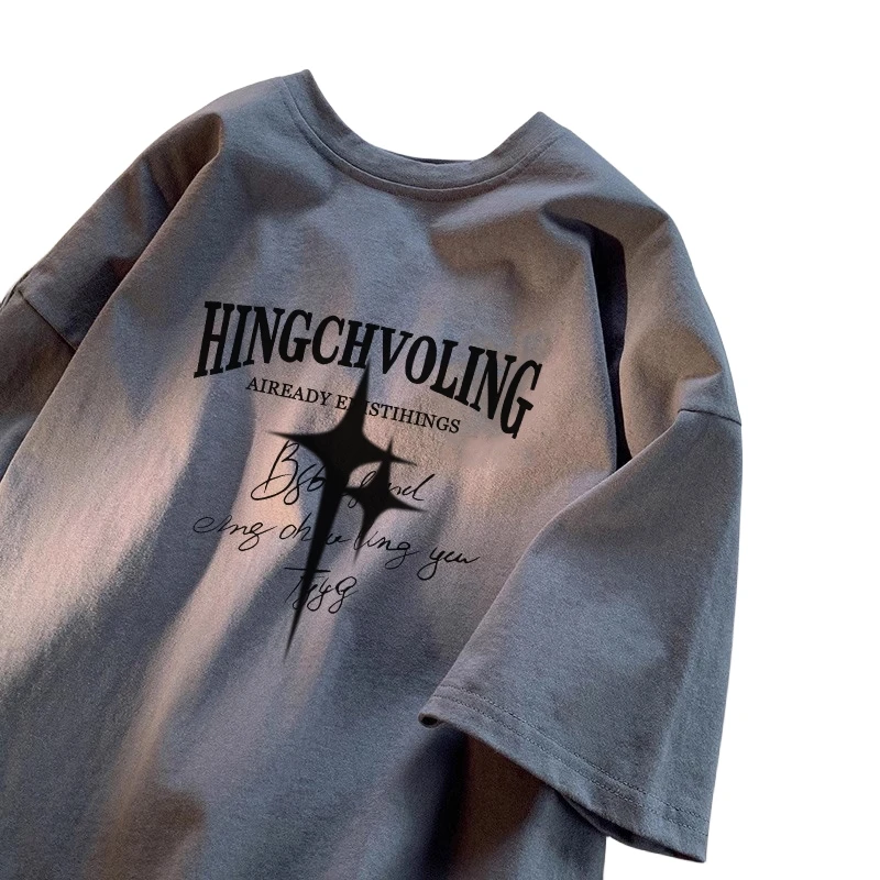 Футболка мужская с коротким рукавом модный брендовый свободный хлопковый топ в