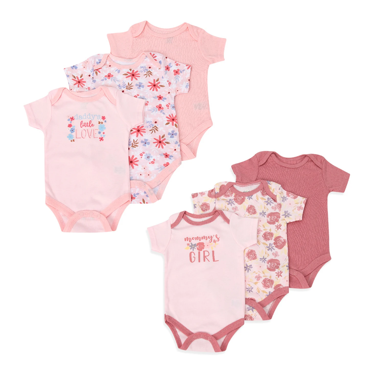3-Pack Newborn Baby Romper Cartoon Floral Baby Boy Girl Clothes Cotton Short Sleeve Baby Summer Clothing 0-9M