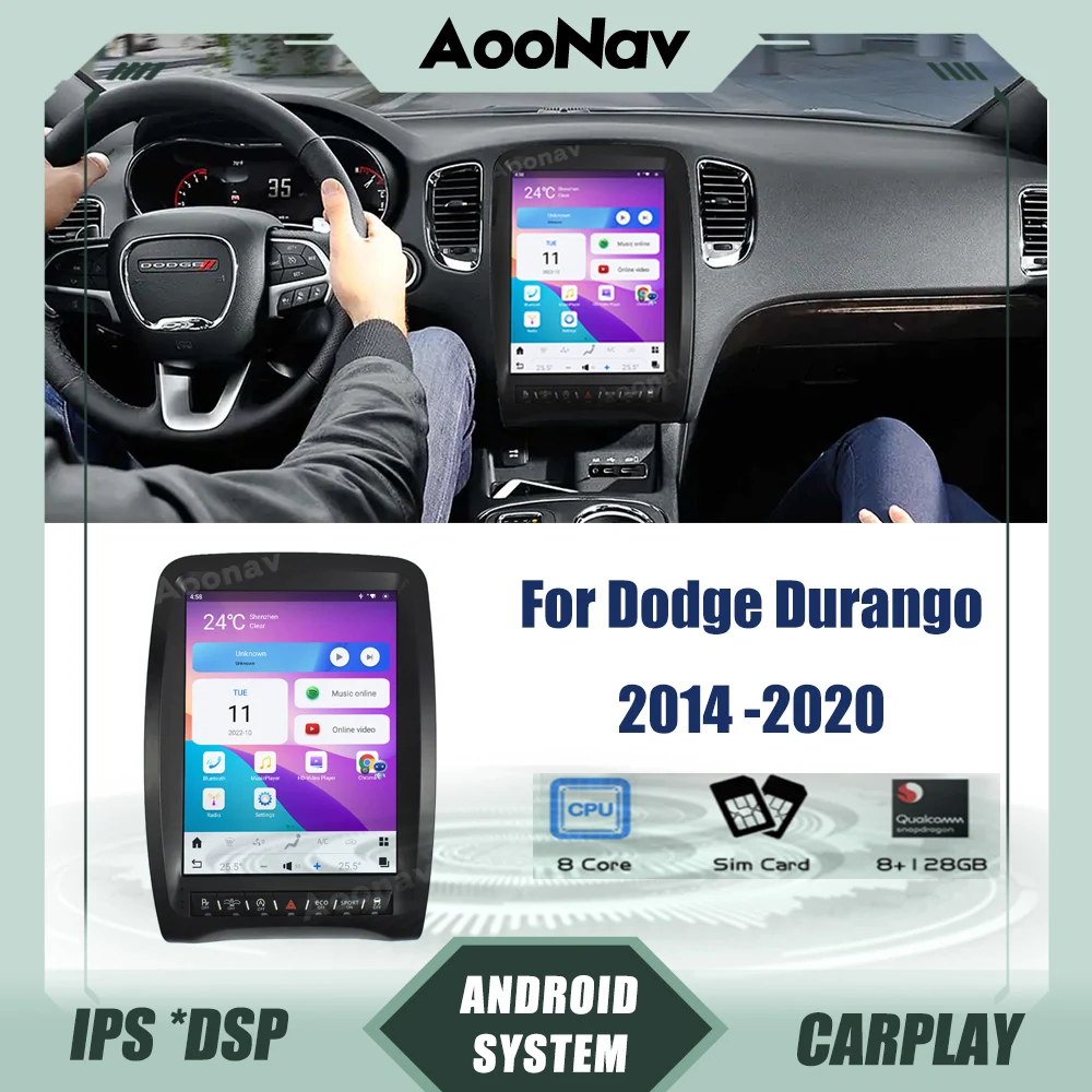 

Автомобильная стерео-система A11 Qualcomm Для Dodge Durango 2014, 2015, 2016-2020, мультимедийный плеер с GPS-навигацией и сенсорным экраном Carplay Tesla