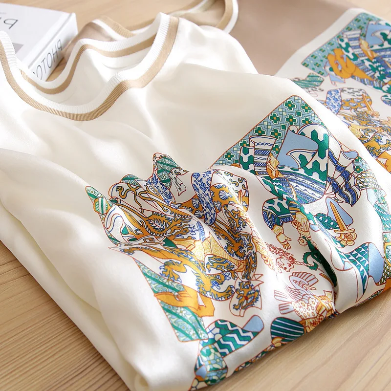 

Футболка женская шелковая с коротким рукавом и графическим принтом, Y2k