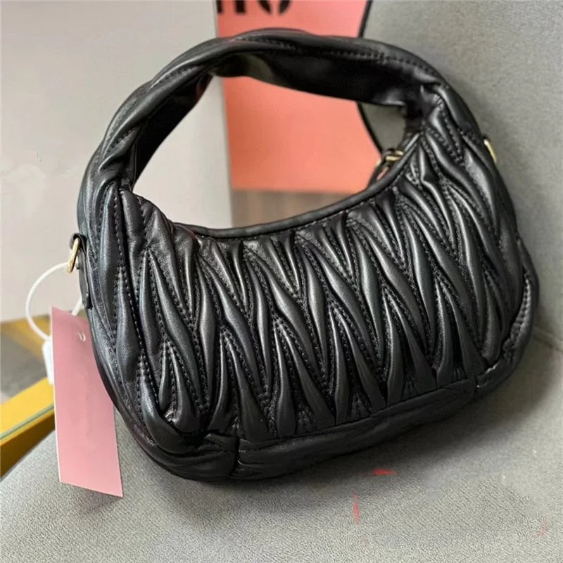 

2023 Folded Handheld Dumpling Bun woman Packet HOBO Underarm Bag Single Shoulder Oblique Cross Crescent