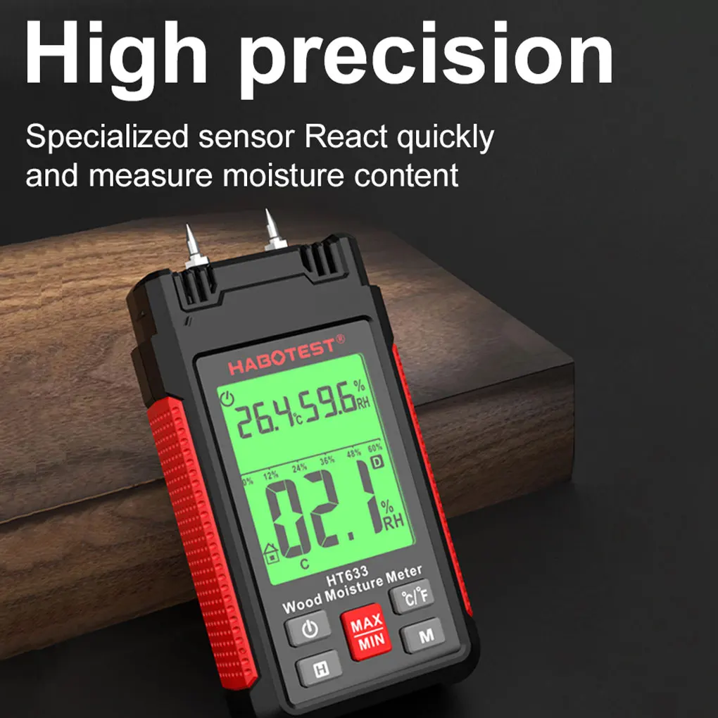 

Digital Moisture Meter Temperature Humidity Tester Hygrometer Brick