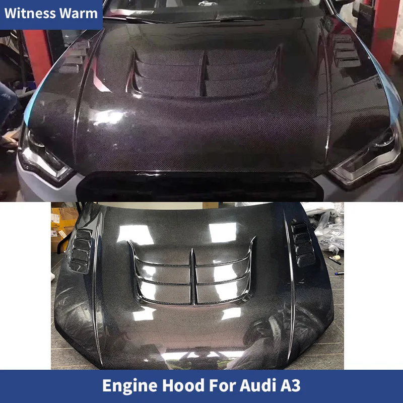 for A3 S3 High Quality Full Carbon Fiber Engine Hood Bonnets Car Styling for Audi A3 S3 Car Body Kit 2013-2019