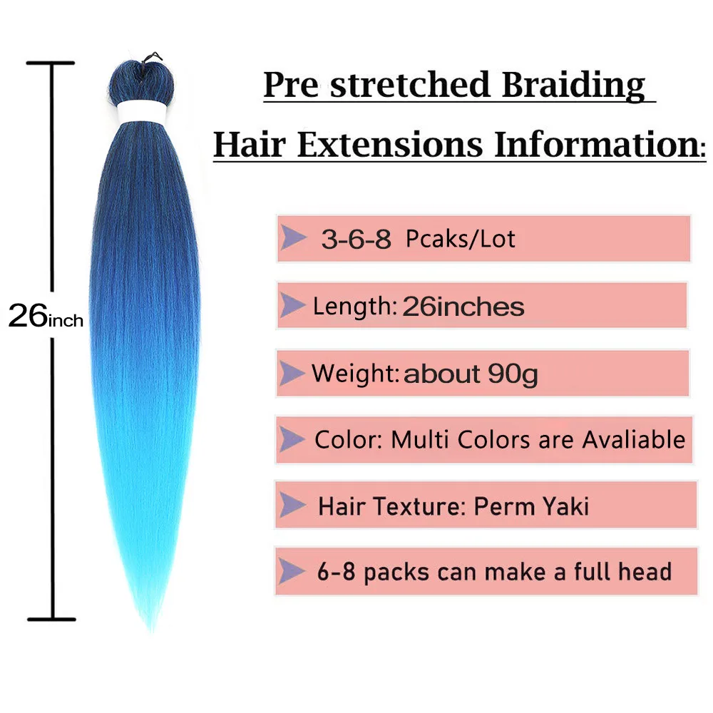 Косы для волос ранее растянутые канекалон плетения кос из синтетических 26 дюймов