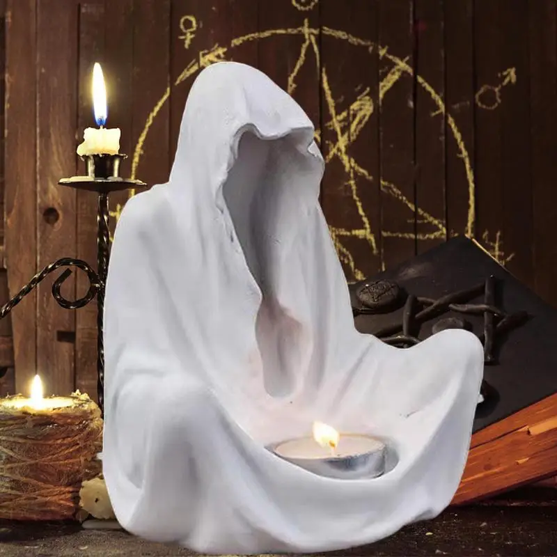 

Ghost Statue Candle Holder Faceless Ghost Figurines Candleholder Resin Craft White Candlestick Holders For Home Party Supplies