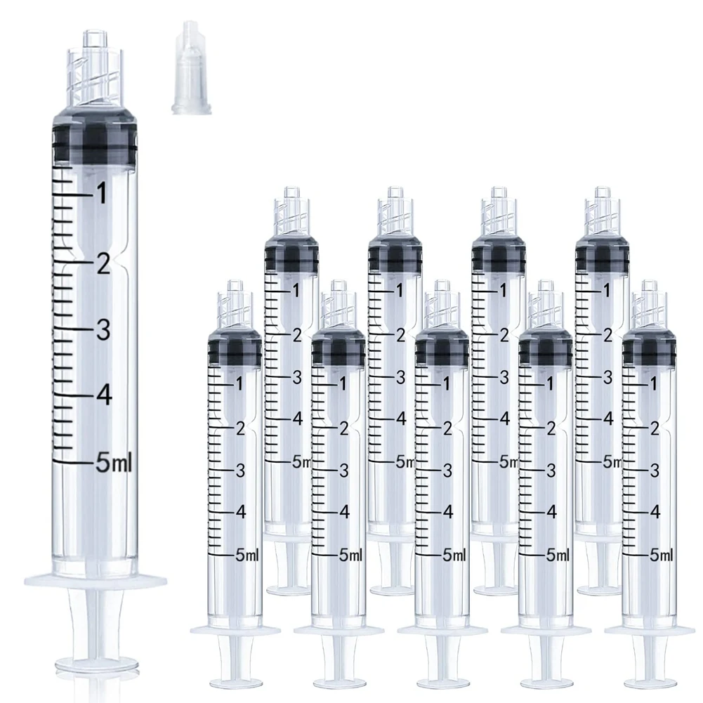 

5Ml/Cc Plastic Luer Lock Syringe Large Syringes Without Needle for Scientific Labs and Measuring Liquids, Dispensing