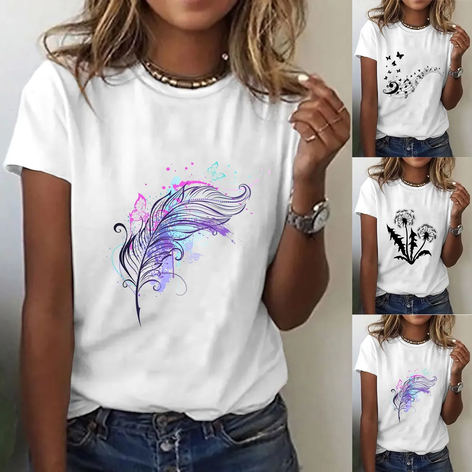 

Women Casual Fashion Print T Shirt Short Woman T Shirt Casual Womens Lightweight Long Sleeve Shirt Short Sleeve Shirts Women