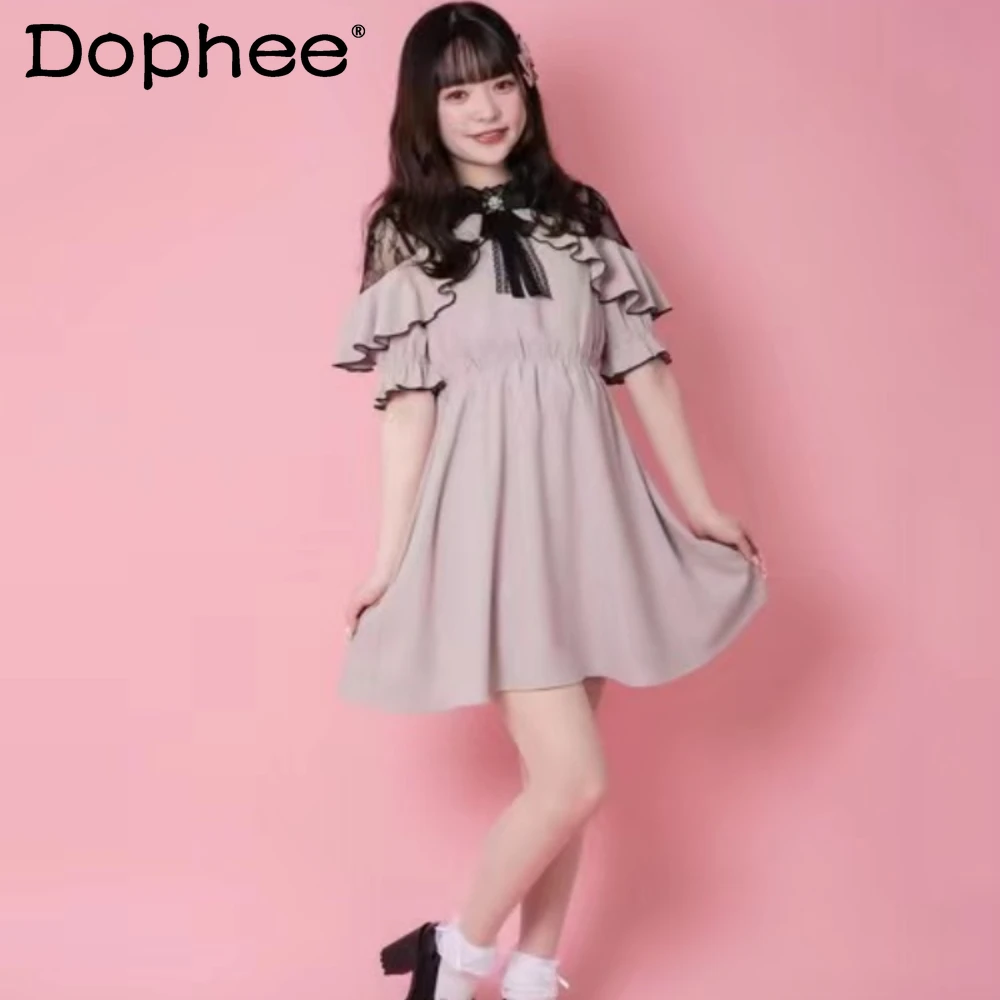 

Платье в японском стиле Лолиты, кружевные платья розового, фиолетового цветов, летняя одежда для женщин