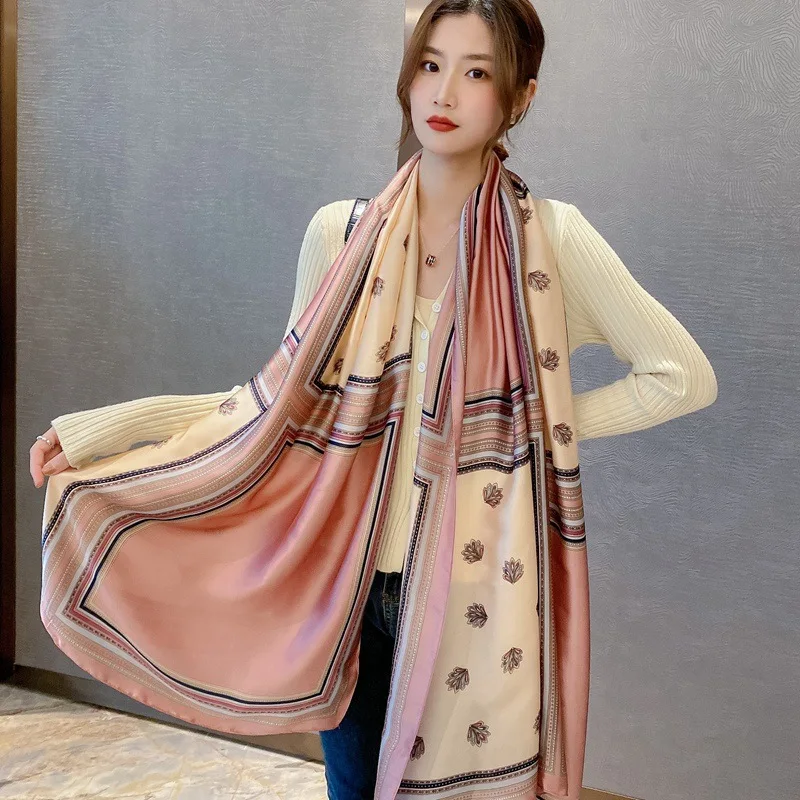 

New Silk Lightweight Scarf Women's All-Match Scarf Sunscreen Shawl Summer Spring, Autumn and Winter Scarf Europe and America Cro