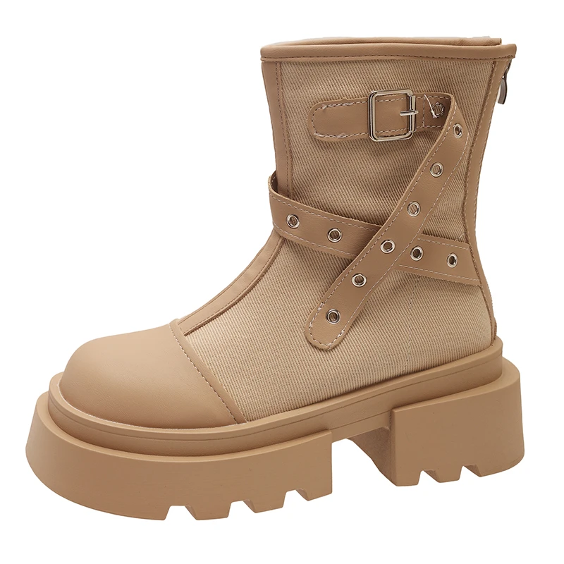 Зимние Модные мотоциклетные женские ботильоны новинка 2025 повседневная обувь на