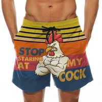 cartoon rooster 3d print hawaii beach shorts mens quick dry surfboard shorts swimwear men summer fun sports pants board shorts