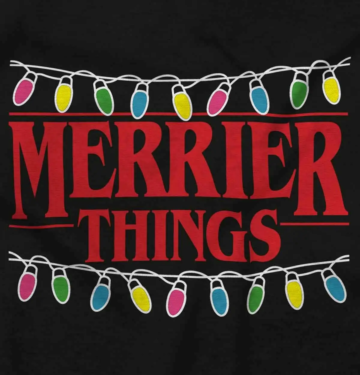 Футболка с рисунком Brisco Brands Merrier Things Christmas Lights для мужчин и женщин