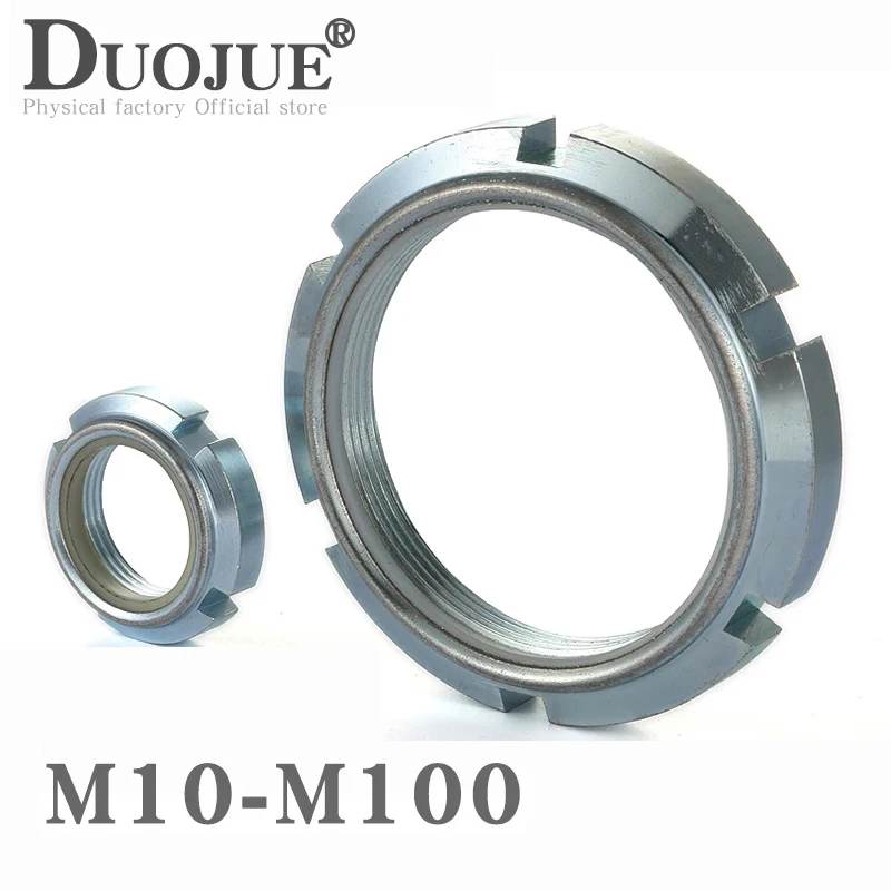 

Нейлоновая невозвратная фиксирующая гайка GUK, самоблокирующаяся круглая гайка с прорезью и узким желобом, железная оцинкованная углеродис...