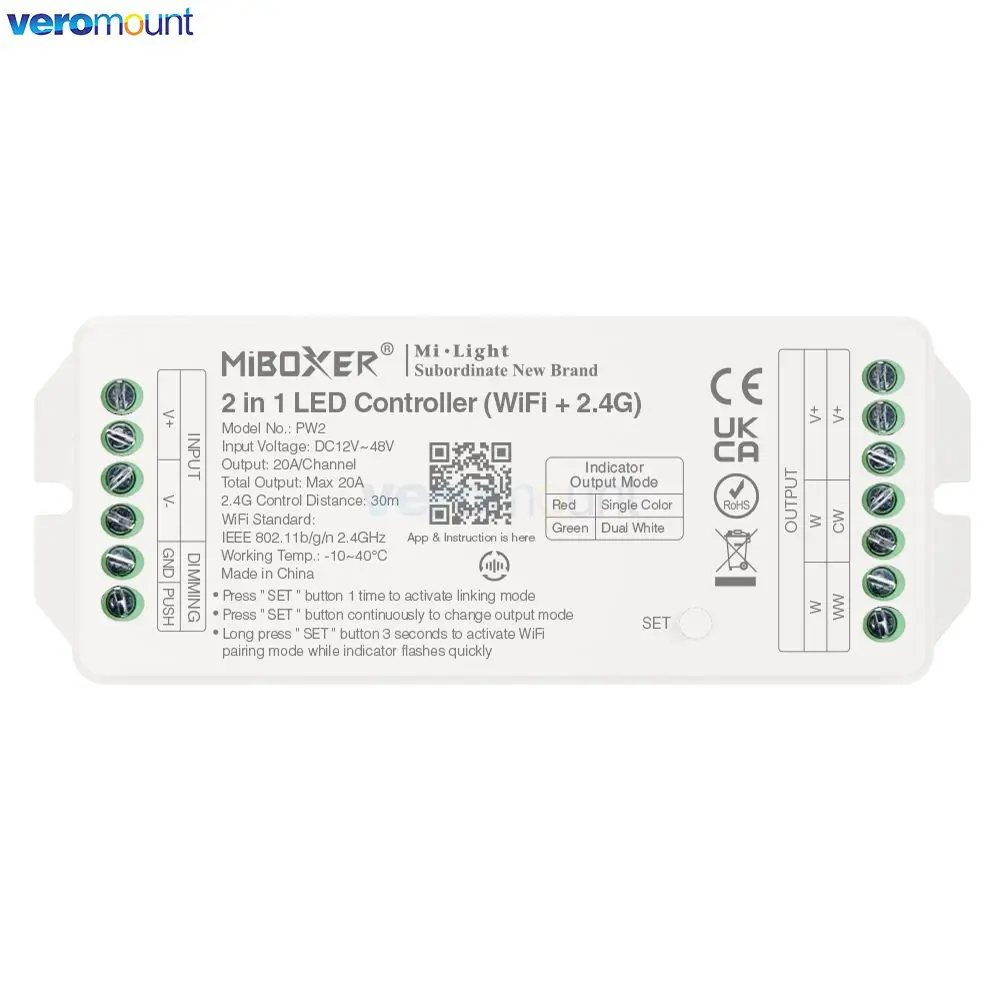 Miboxer PW2 2IN1 PW5 5IN1WIFI + 2 4G RF светодиодный контроллер выход макс. 20A для