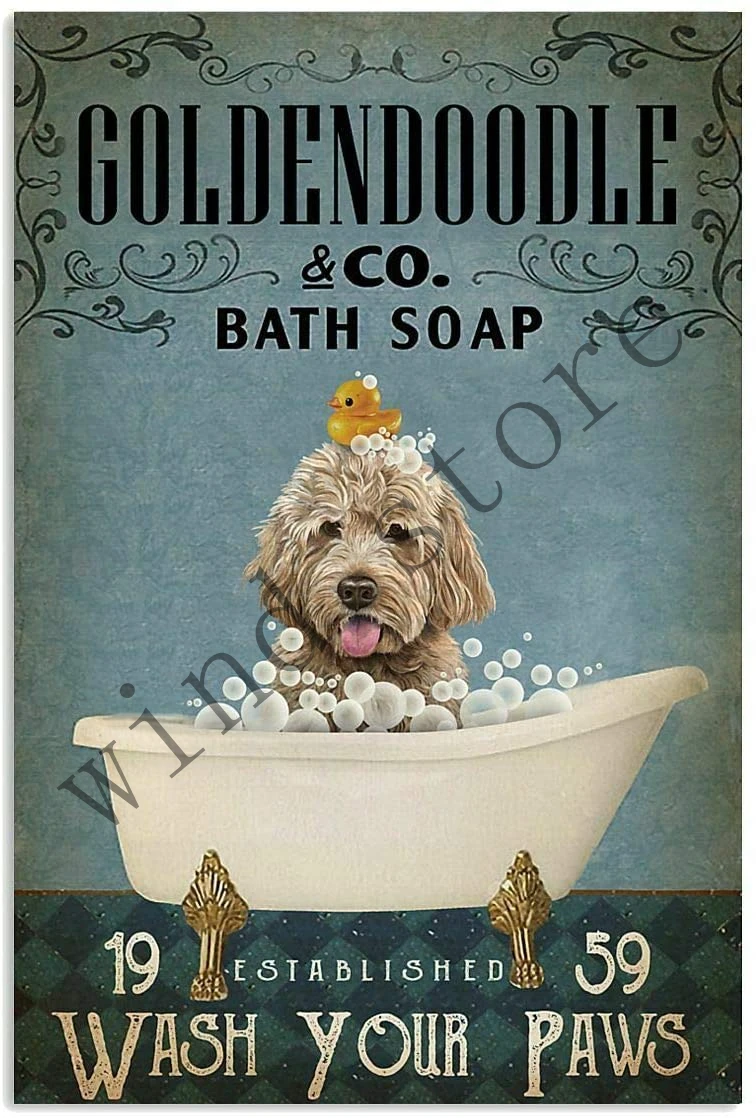 

Funny dog pet Metal Tin Signs Toilet Room Retro Sign Bath Soap Bathroom Vintage Bathroom Toilet Bar Cafe Wall Decoration Retro
