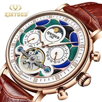 kinyued top brand luxury tourbillon mechanical automatic watch man moon phase wristwatch skeleton mens watches montre homme