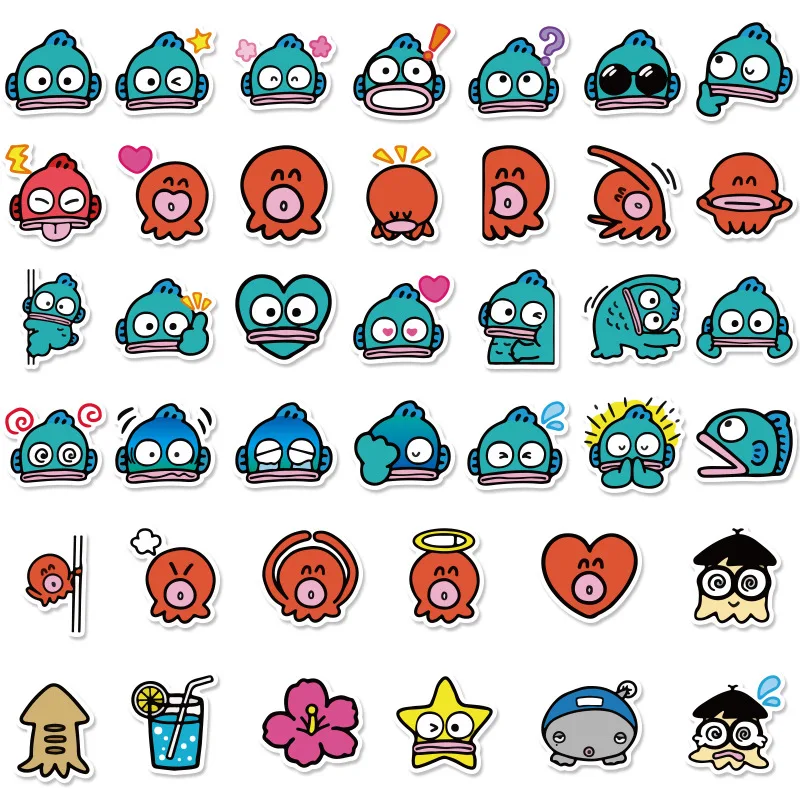

40 pcs cartoon octopus graffiti stickers water cup hand account notebook skateboard personality decorative stickers