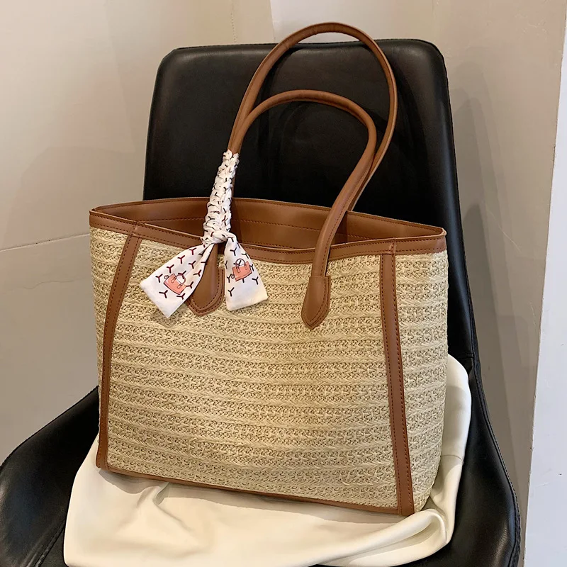 

Beach Straw Bags for Women 2023 Summer Hand-Woven Rattan Tote Bag Handmade Woven Purse Wicker Shoulder Bag Bohemia Bali Handbag