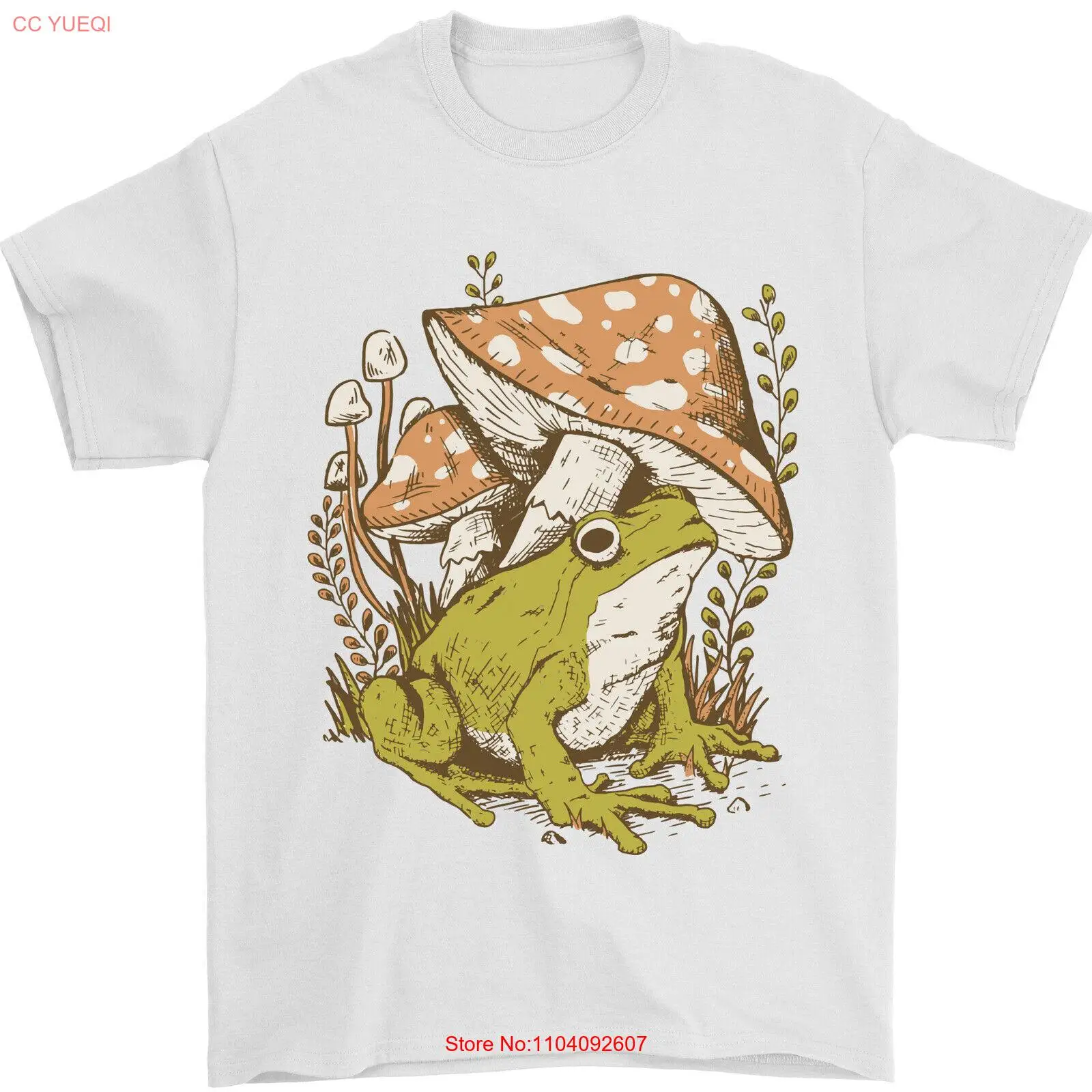 Мужская футболка A Frog and Mushrooms Foraging Mycology Fungi 100% хлопок