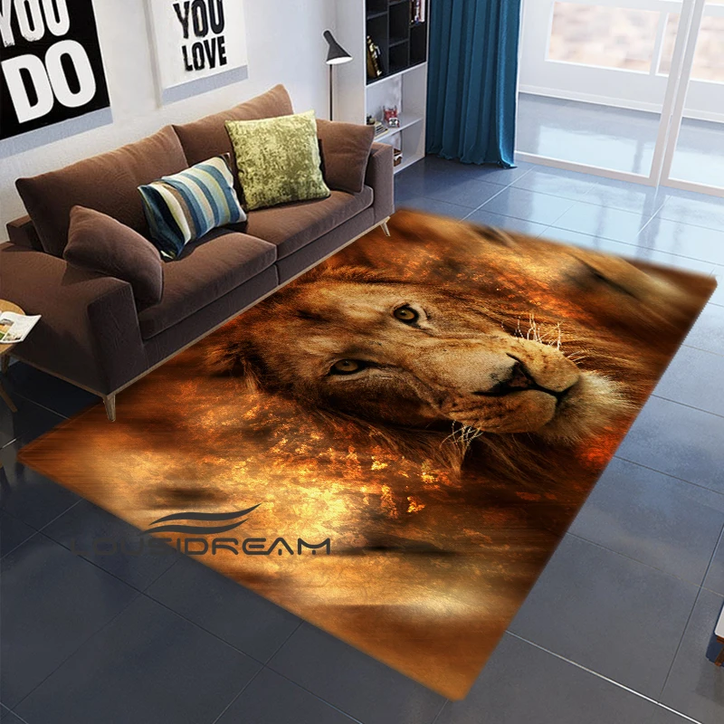 

Animal Lion Print Living Room Bedroom Coffee Table Bedside Hallway Wood Floor Mats Home Decoration Area Large Rugs Outdoor Mats