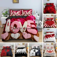 romantic valentines day couple bedding set king queen love heart duvet cover rose flower quilt covers double bed sets euro size