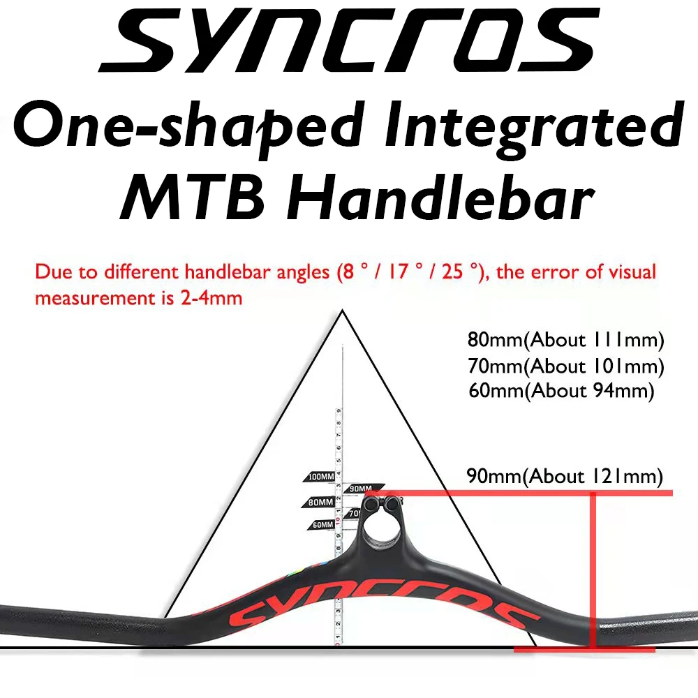 Manubrio integrato per Mountain Bike in fibra di carbonio syncros personalizzato manubrio per bicicletta MTB/BMX con angolo di stelo-8/-17/-25 gradi 60*740mm