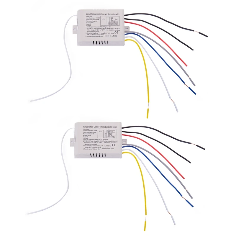 

2X 4 Way Light Lamp Digital Wireless Remote Control Switch ON/OFF 220V