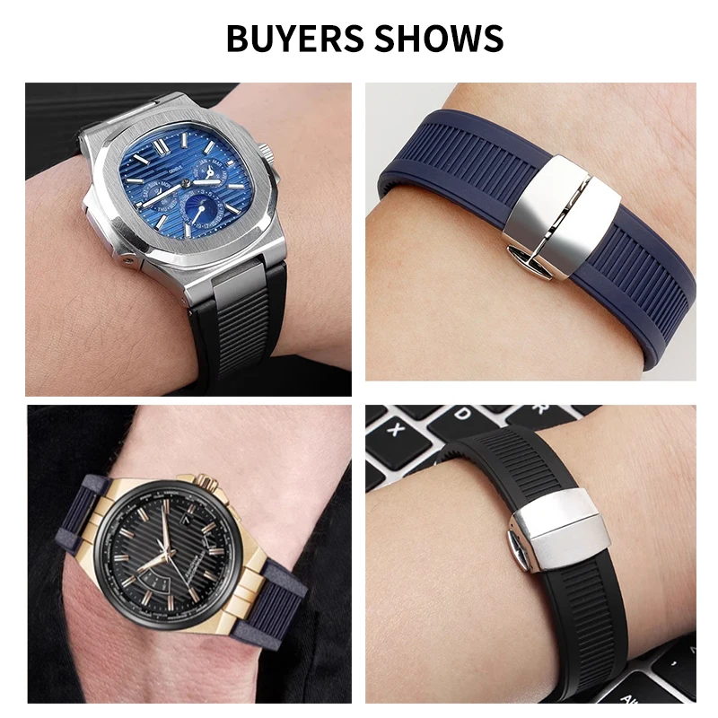 Фото Аксессуары для часов 25x13 мм для Patek Philippe Nautilus, силиконовый ремешок для часов PP 5711 5712, резиновый ремешок, специальный вогнутый интерфейс №3