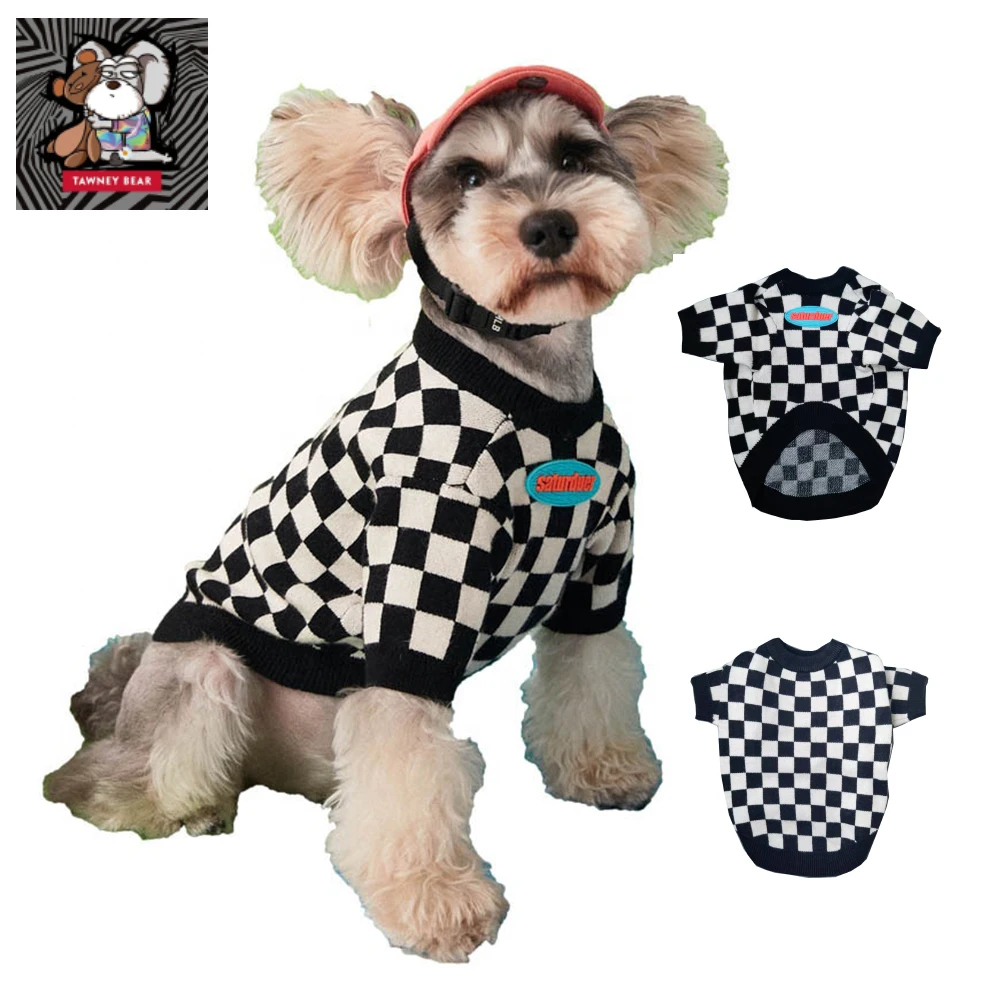 

Dog Sweater TawneyBear Autumn Winter Warm Pet Clothes Pullover Apparel Cat Knitted Jumper for Yorkie French Bulldog Sphynx