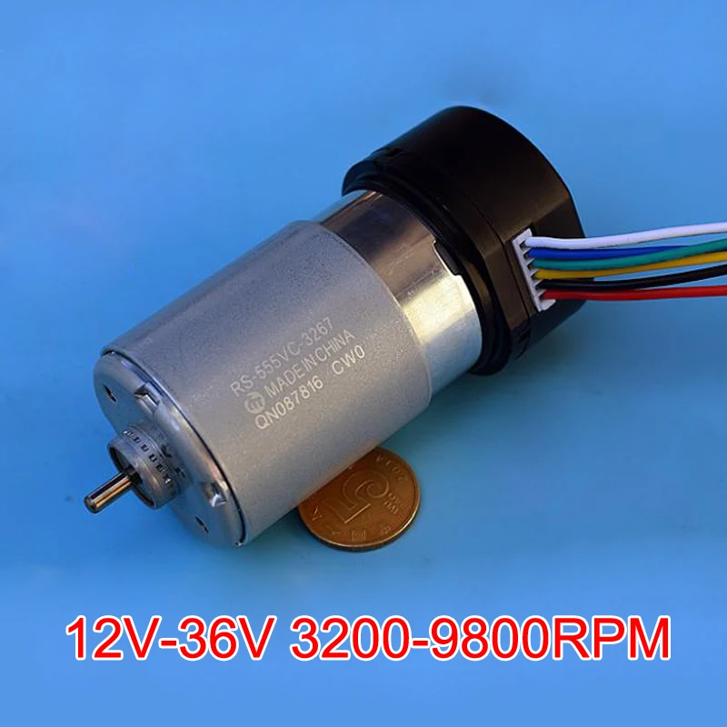 MABUCHI RS-555 24 В, принтер с высоким крутящим моментом, двигатель для дрели с угольной щеткой, низкая скорость 555PH, 12 В постоянного тока, 36 В, 3200 об/мин-9800 об/мин