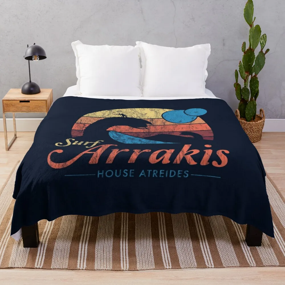 

Visit Arrakis - Vintage Distressed Surf - Dune - Sci Fi Throw Blanket Shaggy Blanket Picnic Blanket