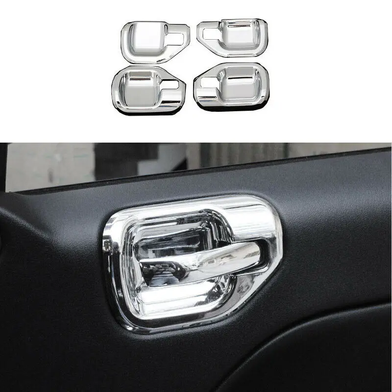 

Fit For 2011 2012-2016 Jeep Patriot ABS Chrome Inner Door Bowl Cover Trim 4PCS