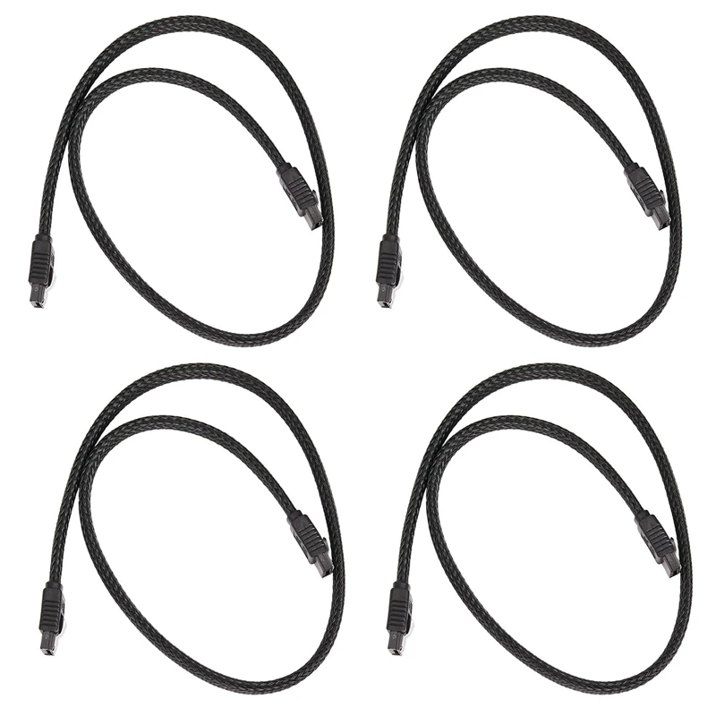 

4x50 см SATA 3,0 III SATA3 7-контактный кабель данных 6 Гб/с SSD-Кабели Кабель для передачи данных с нейлоновым рукавом премиум-версии (черный)