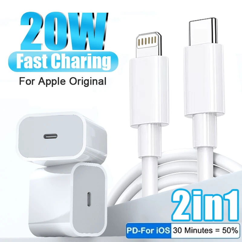 Оригинальное быстрое зарядное устройство Apple 20 Вт для iPhone 13 12 11 Pro Max Mini X XS XR AirPods
