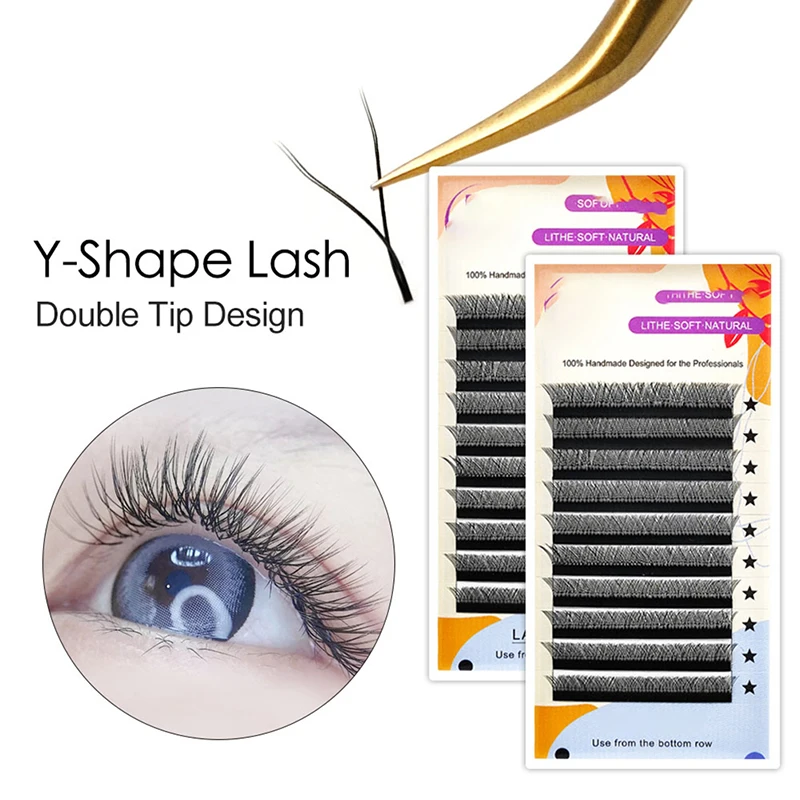 

YY Shape False Faux Eyelashes 0.07 Thickness YY Lash Extensions C/D Curl Two Tip Black Individual Fake Eyelashes For Makeup