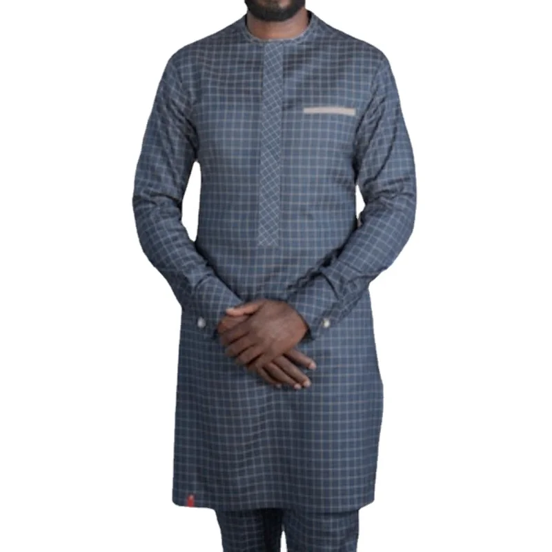

2022 Spring Autumn African Men O-neck Long Sleeve Cotton Two Pieces Sets Top and Long Pant African Clothes Men M-3XL