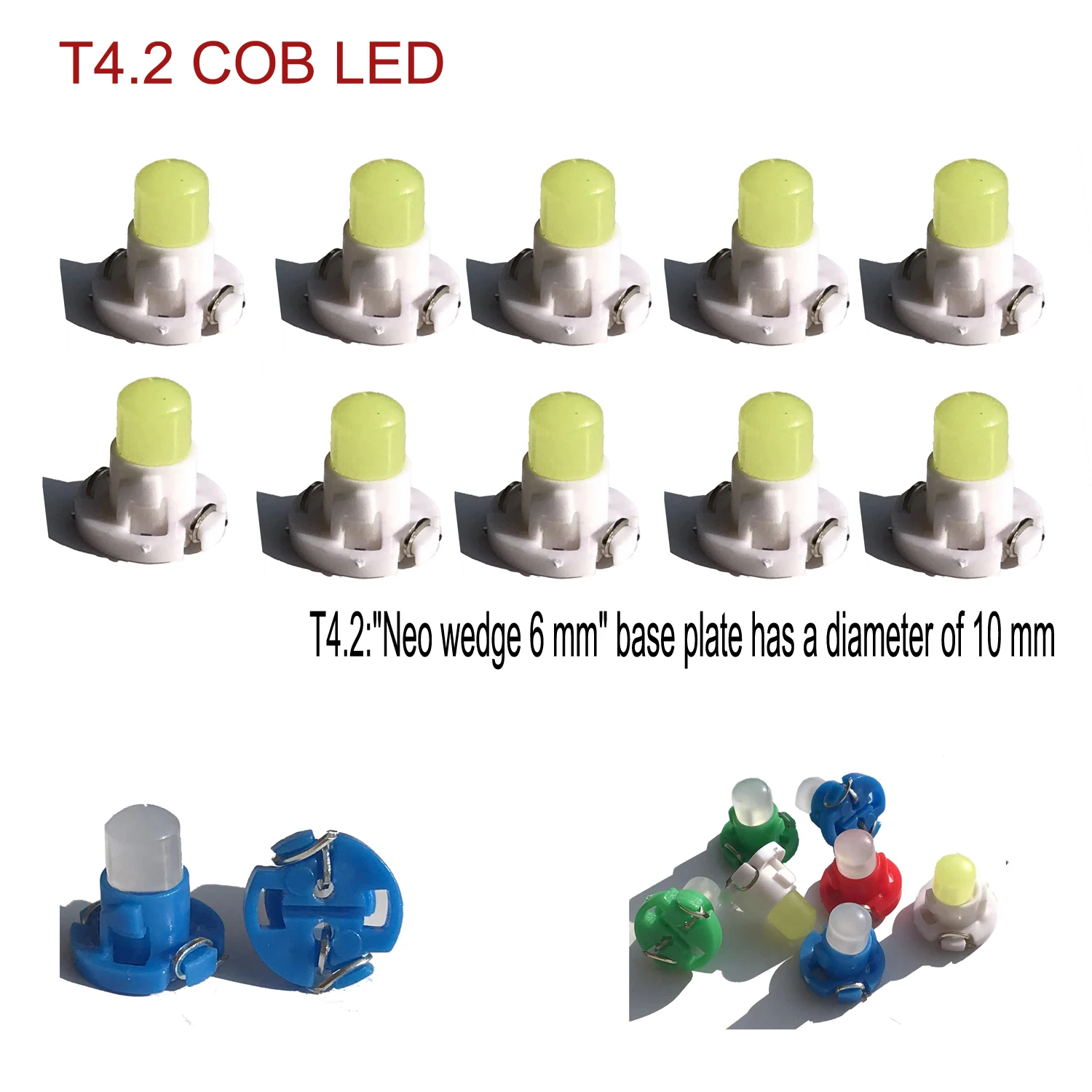 

20 шт., Автомобильные светодиодные лампы T3 T4.2 T4.7 T5 B8.3 B8.4 B8.5 COB