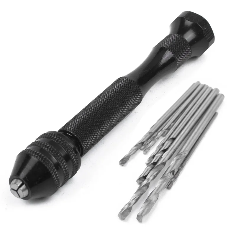 

Mini Micro Aluminum Hand Drill with Keyless Chuck HSS Twist Drill Bit Woodworking Drilling Rotary Tools Hand Drill Manual 1set