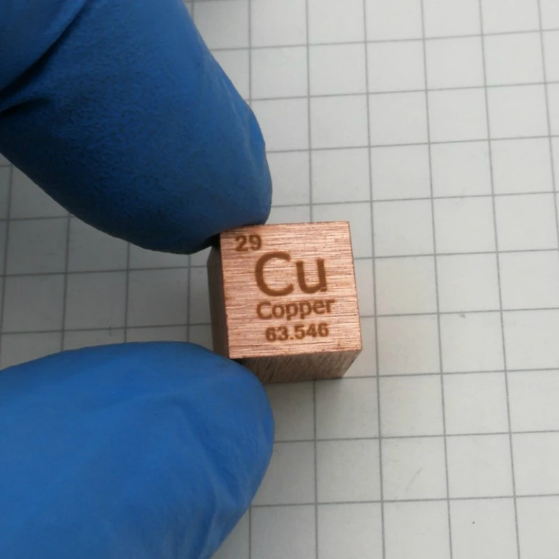 

Metal Copper Periodic Table Type Cube Size 10mm Weighs about 8.9g Cu 99.95% Pure Collection Gift