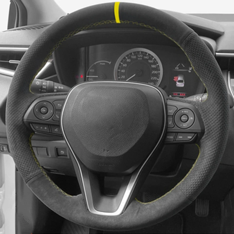 

Индивидуальный чехол на руль автомобиля, замшевая оплетка из углеродного волокна для Toyota Avalon Camry Crown 2018-2019 RAV4 2019 Corolla 2018-2020